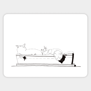 Cats in Flower Boxes Ink Line Drawing Sticker